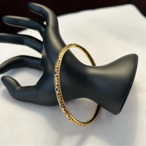 Vintage 18k Gold Plate Over Silver with Enameled Accents Bracelet - Picture 12 of 12